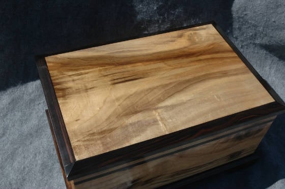 wood keepsake box ebony trim myrtle wood lacquar finish top