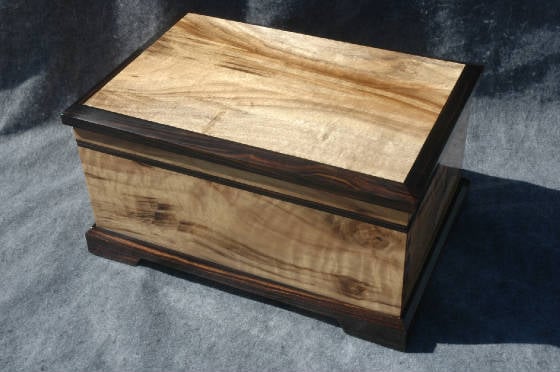 wood keepsake box ebony trim myrtle wood lacquar finish top front